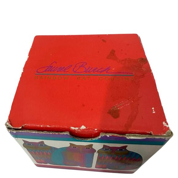 Laurel Burch Rainbow Cat Cousins Mug 1988 Colorful Ceramic Coffee Cup with Box - Picture 6 of 12